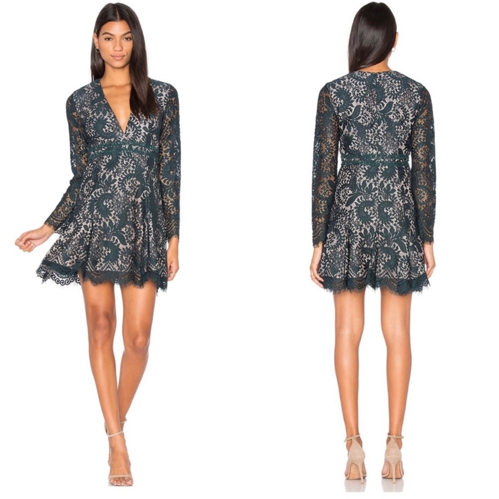 Style Stalker XS, Green Lace A-Line Dress